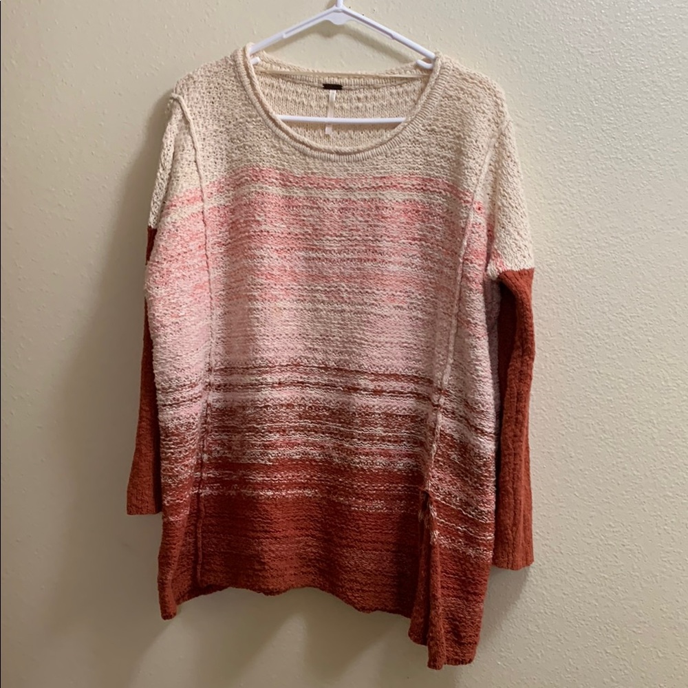Free People Rust Ombré Side Split Oversized Sweater Women’s Size XS/S Cotton